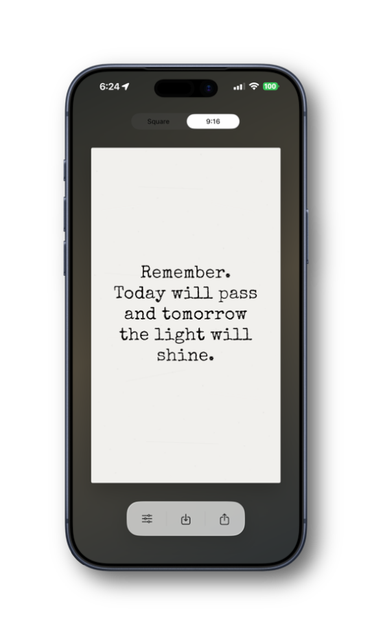 spkn app showing typed text on worn paper
