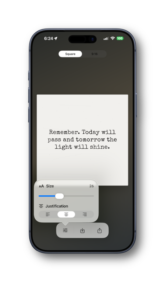 spkn app showing square canvas with options panel
